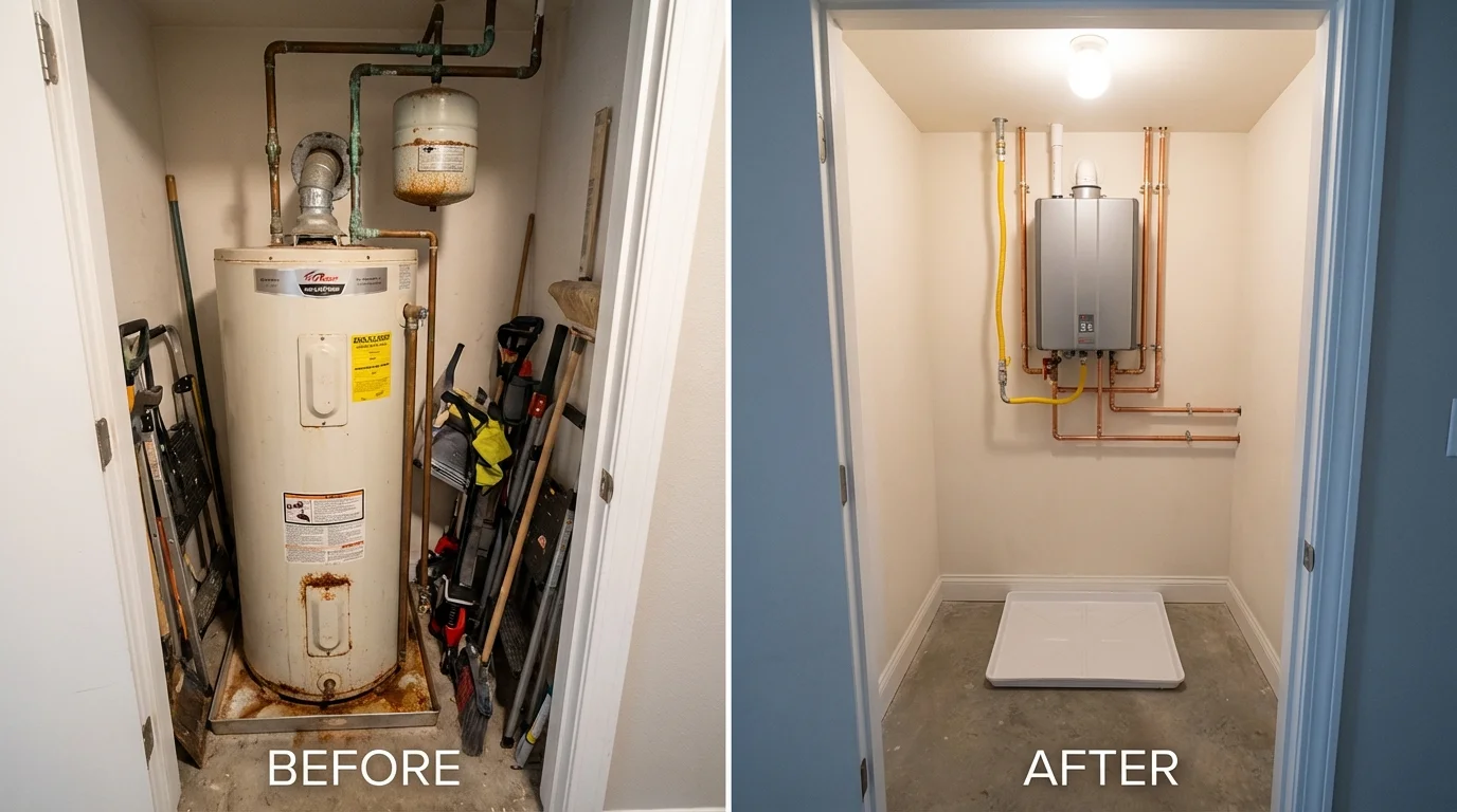 Tank water heater versus wall-mounted tankless unit comparison for Nisswa, MN homeowners